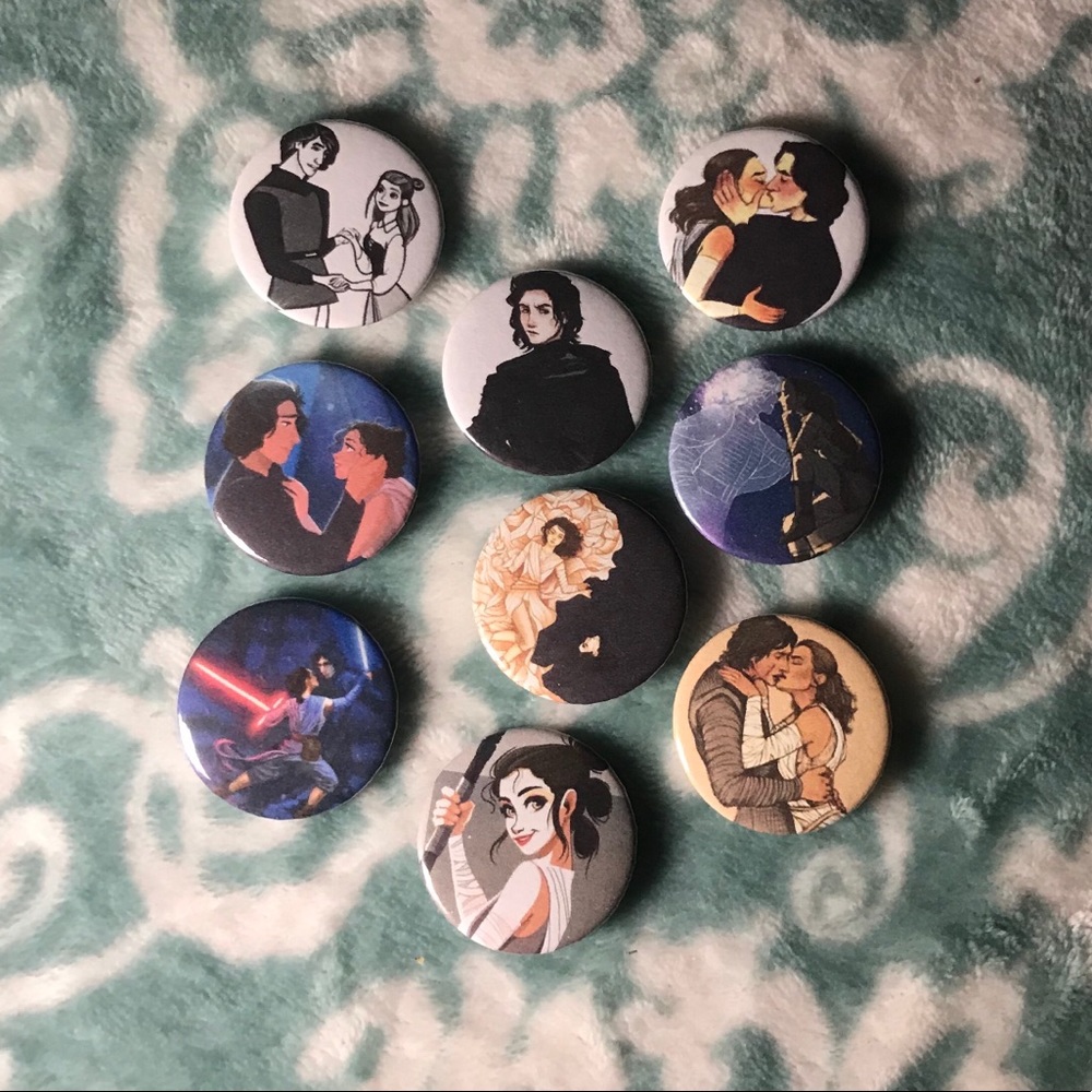 🪐Star Wars Rey and Kylo Ren Inspired Button Pins